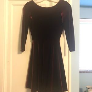 3/4 length velvet skater dress